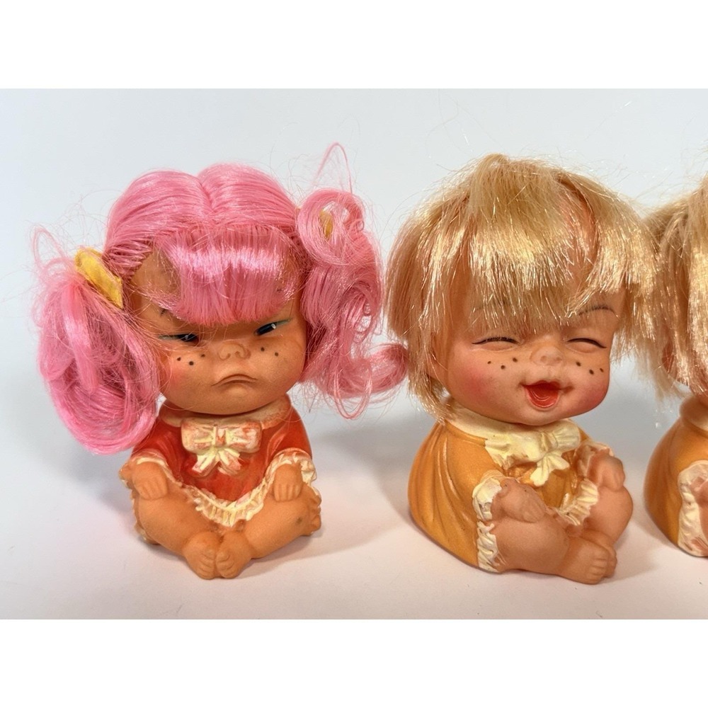 Lot of 4 Moody Cuties Vinyl Rubber Toy Dolls 1960s Vtg 3.5" - Picture 4 of 10